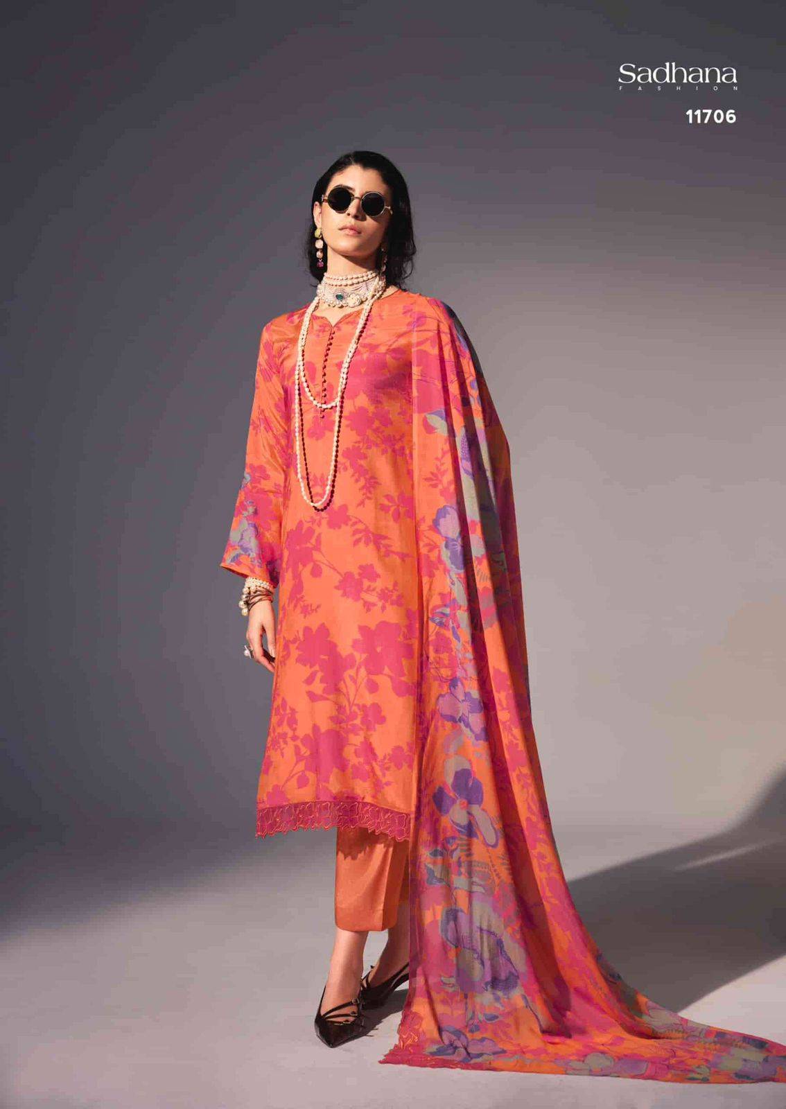 NIMRI By SADHANA FASHION 11701 To 17706 Series Stylish Beautiful Colourful BEMBERG SILK Dresses At Wholesale Price